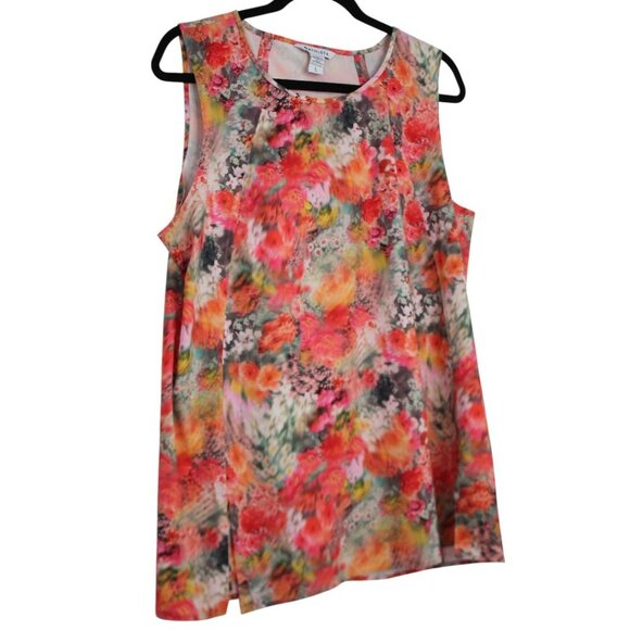 Athleta Refined Zephyr Sleeveless Tank Top Womens Large Pink Floral Blur - Picture 2 of 7